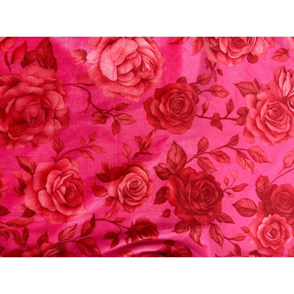 NWT Y2K Pink Rose Floral Ruched Peplum Blouse Coquette L 🌹 - Picture 5 of 7